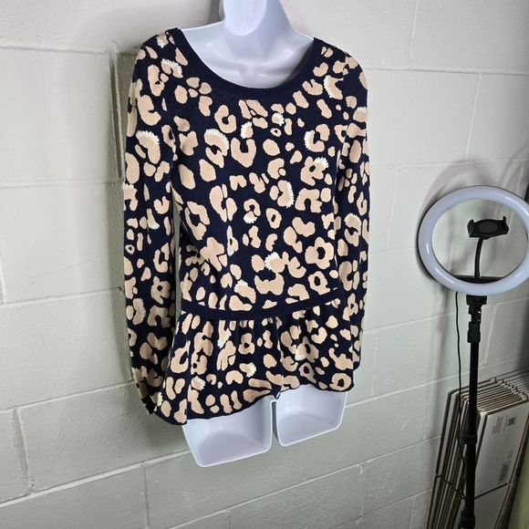 Anthropologie Moth animal print peplum ruffle waist sweater - Picture 8 of 13